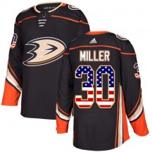 Men's Adidas Anaheim Ducks Ryan Miller Black USA Flag Fashion Jersey - Authentic