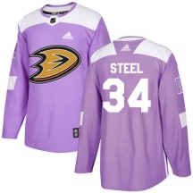 Youth Adidas Anaheim Ducks Sam Steel Purple Fights Cancer Practice Jersey - Authentic