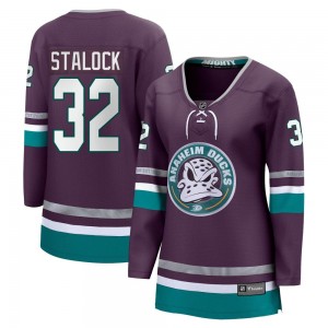 Women's Fanatics Branded Anaheim Ducks Alex Stalock Purple 30th Anniversary Breakaway Jersey - Premier