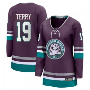 Women's Fanatics Branded Anaheim Ducks Troy Terry Purple 30th Anniversary Breakaway Jersey - Premier