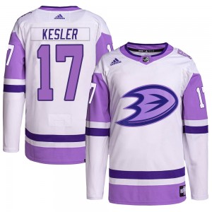 Men's Adidas Anaheim Ducks Ryan Kesler White/Purple Hockey Fights Cancer Primegreen Jersey - Authentic