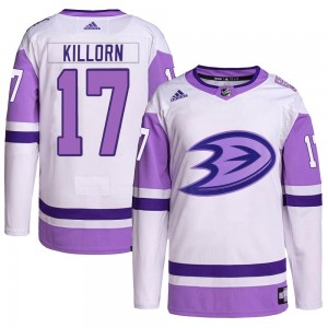 Men's Adidas Anaheim Ducks Alex Killorn White/Purple Hockey Fights Cancer Primegreen Jersey - Authentic