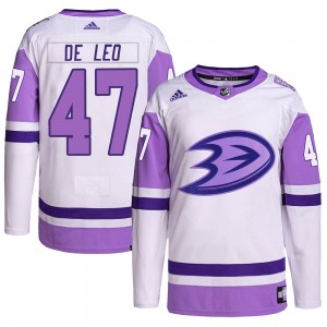 Men's Adidas Anaheim Ducks Chase De Leo White/Purple Hockey Fights Cancer Primegreen Jersey - Authentic