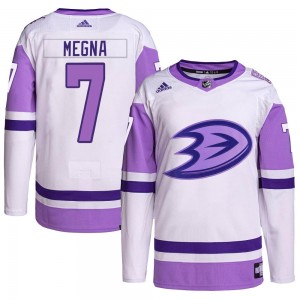 Men's Adidas Anaheim Ducks Jayson Megna White/Purple Hockey Fights Cancer Primegreen Jersey - Authentic