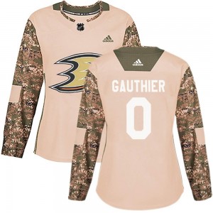 Women's Adidas Anaheim Ducks Cutter Gauthier Camo Veterans Day Practice Jersey - Authentic