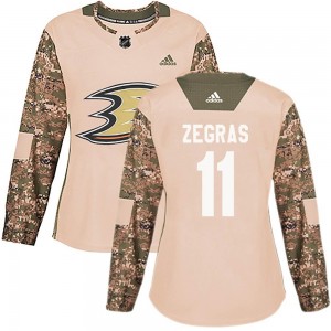 Women's Adidas Anaheim Ducks Trevor Zegras Camo Veterans Day Practice Jersey - Authentic