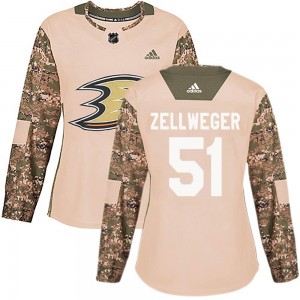 Women's Adidas Anaheim Ducks Olen Zellweger Camo Veterans Day Practice Jersey - Authentic