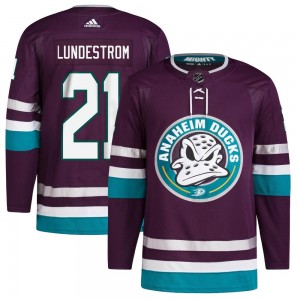 Youth Adidas Anaheim Ducks Isac Lundestrom Purple 30th Anniversary Primegreen Jersey - Authentic