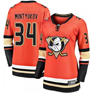 Women's Fanatics Branded Anaheim Ducks Pavel Mintyukov Orange Breakaway 2019/20 Alternate Jersey - Premier