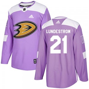 Youth Adidas Anaheim Ducks Isac Lundestrom Purple Fights Cancer Practice Jersey - Authentic