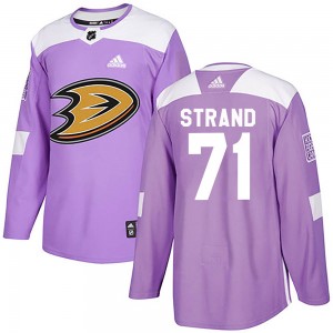 Youth Adidas Anaheim Ducks Austin Strand Purple Fights Cancer Practice Jersey - Authentic