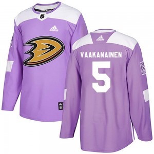 Youth Adidas Anaheim Ducks Urho Vaakanainen Purple Fights Cancer Practice Jersey - Authentic