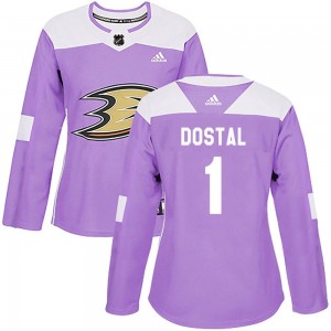 Women's Adidas Anaheim Ducks Lukas Dostal Purple Fights Cancer Practice Jersey - Authentic