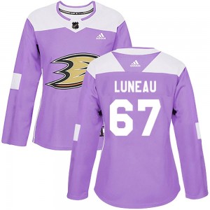 Women's Adidas Anaheim Ducks Tristan Luneau Purple Fights Cancer Practice Jersey - Authentic