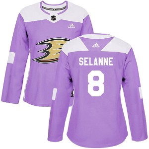 Women's Adidas Anaheim Ducks Teemu Selanne Purple Fights Cancer Practice Jersey - Authentic