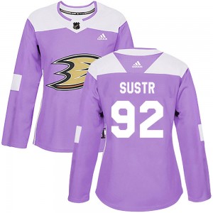 Women's Adidas Anaheim Ducks Andrej Sustr Purple Fights Cancer Practice Jersey - Authentic