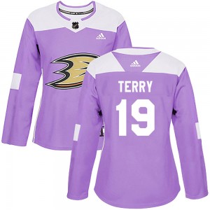 Women's Adidas Anaheim Ducks Troy Terry Purple Fights Cancer Practice Jersey - Authentic