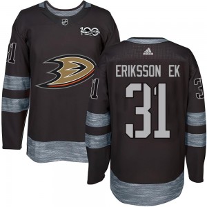 Men's Anaheim Ducks Olle Eriksson Ek Black 1917-2017 100th Anniversary Jersey - Authentic