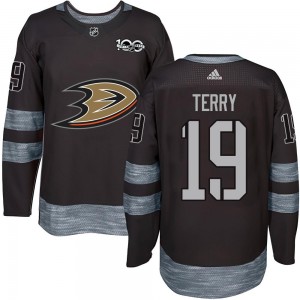 Men's Anaheim Ducks Troy Terry Black 1917-2017 100th Anniversary Jersey - Authentic