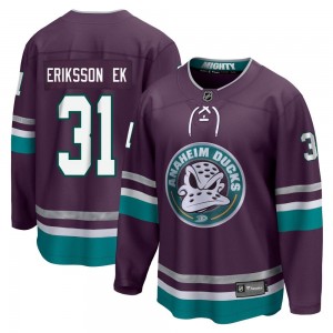 Men's Fanatics Branded Anaheim Ducks Olle Eriksson Ek Purple 30th Anniversary Breakaway Jersey - Premier