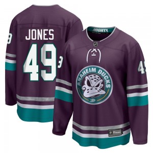 Men's Fanatics Branded Anaheim Ducks Max Jones Purple 30th Anniversary Breakaway Jersey - Premier