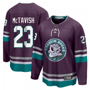 Men's Fanatics Branded Anaheim Ducks Mason McTavish Purple 30th Anniversary Breakaway Jersey - Premier