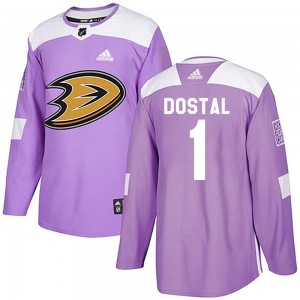 Men's Adidas Anaheim Ducks Lukas Dostal Purple Fights Cancer Practice Jersey - Authentic