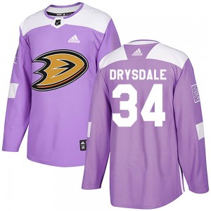 Men's Adidas Anaheim Ducks Jamie Drysdale Purple Fights Cancer Practice Jersey - Authentic