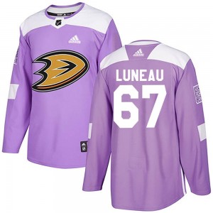 Men's Adidas Anaheim Ducks Tristan Luneau Purple Fights Cancer Practice Jersey - Authentic