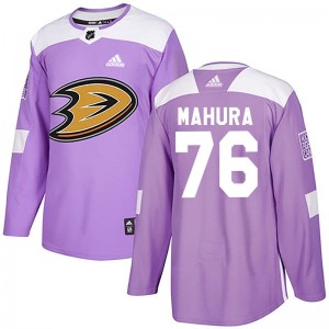 Men's Adidas Anaheim Ducks Josh Mahura Purple Fights Cancer Practice Jersey - Authentic