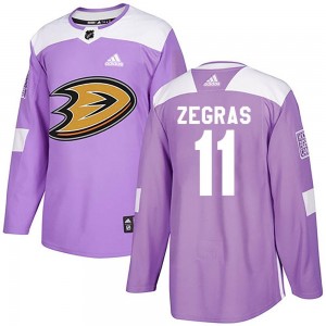 Men's Adidas Anaheim Ducks Trevor Zegras Purple Fights Cancer Practice Jersey - Authentic