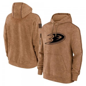 Youth Anaheim Ducks Brown 2023 Salute to Service Club Pullover Hoodie -