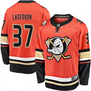 Youth Fanatics Branded Anaheim Ducks William Lagesson Orange Breakaway 2019/20 Alternate Jersey - Premier