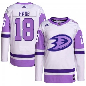 Youth Adidas Anaheim Ducks Robert Hagg White/Purple Hockey Fights Cancer Primegreen Jersey - Authentic