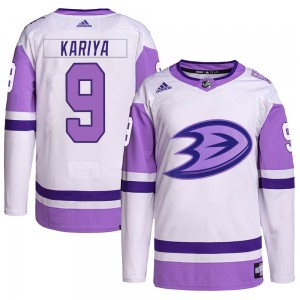 Youth Adidas Anaheim Ducks Paul Kariya White/Purple Hockey Fights Cancer Primegreen Jersey - Authentic