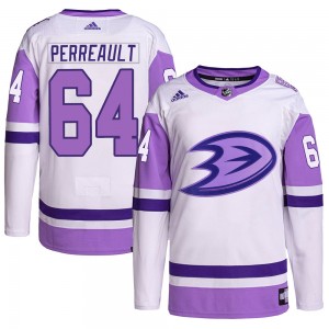 Youth Adidas Anaheim Ducks Jacob Perreault White/Purple Hockey Fights Cancer Primegreen Jersey - Authentic
