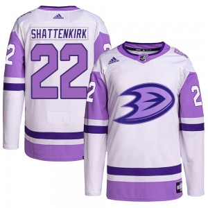 Youth Adidas Anaheim Ducks Kevin Shattenkirk White/Purple Hockey Fights Cancer Primegreen Jersey - Authentic