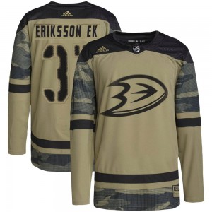 Men's Adidas Anaheim Ducks Olle Eriksson Ek Camo Military Appreciation Practice Jersey - Authentic