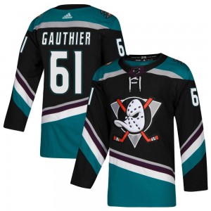 Men's Adidas Anaheim Ducks Cutter Gauthier Black Teal Alternate Jersey - Authentic
