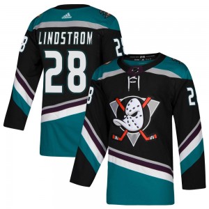Men's Adidas Anaheim Ducks Gustav Lindstrom Black Teal Alternate Jersey - Authentic