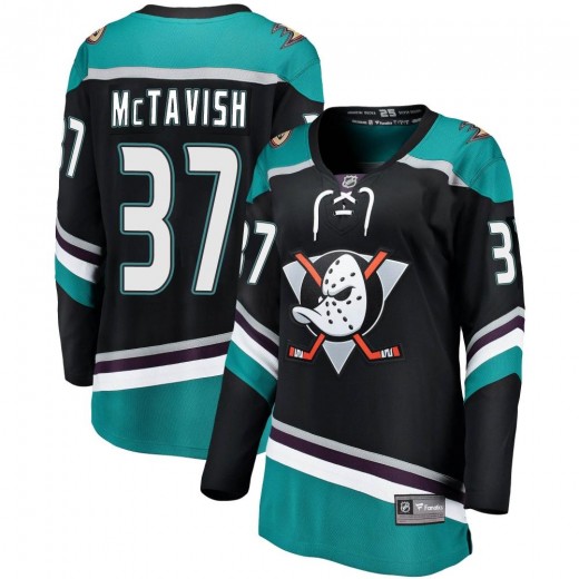 Women's Fanatics Branded Anaheim Ducks Mason McTavish Black Alternate Jersey - Breakaway