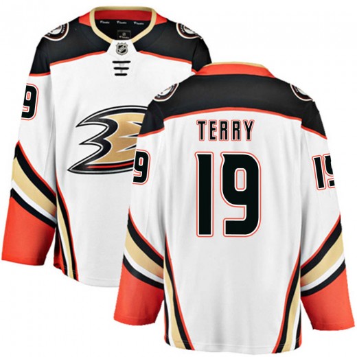 Youth Fanatics Branded Anaheim Ducks Troy Terry White Away Jersey - Breakaway