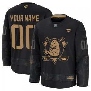 Men's Fanatics Anaheim Ducks Custom Black Custom 2024 Military Appreciation Practice Jersey - Premium