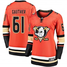 Women's Fanatics Branded Anaheim Ducks Cutter Gauthier Orange Breakaway 2019/20 Alternate Jersey - Premier