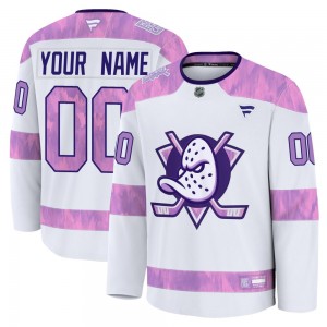 Youth Fanatics Anaheim Ducks Custom White Custom 2024 Hockey Fights Cancer Practice Jersey - Premium