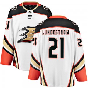 Youth Fanatics Branded Anaheim Ducks Isac Lundestrom White Away Jersey - Breakaway