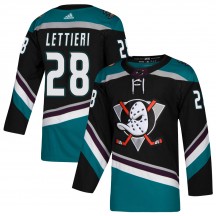 Men's Adidas Anaheim Ducks Vinni Lettieri Black Teal Alternate Jersey - Authentic